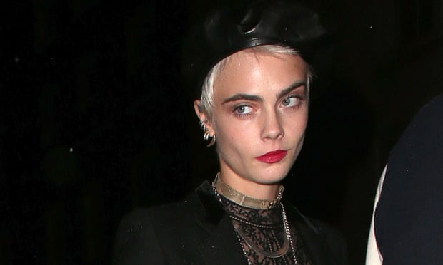 Cara Delevingne arrives at a party during London fashion week