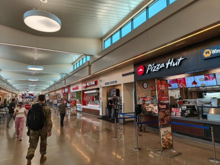 A Pizza Hut among the many American fast-food chains in Camp Humphreys