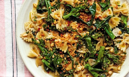 Broccoli and anchovy farfalle.