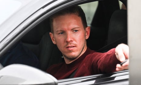 Julian Nagelsmann in his car after being sacked by Bayern Munich