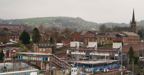 A general view of Macclesfield town and railway station.