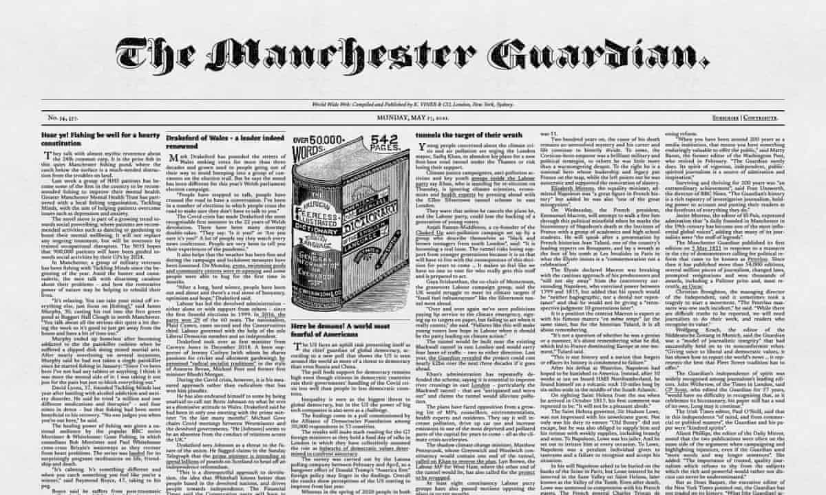 The Guardian website in 1821 mode.