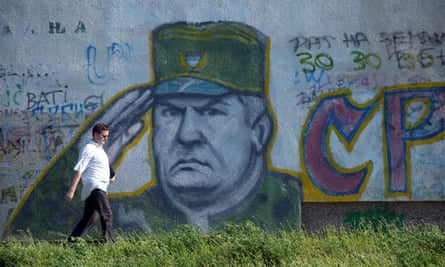 Mladić graffiti on a wall in Belgrade in 2011.