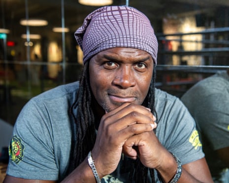 Audley Harrison smiles while looking at the camera