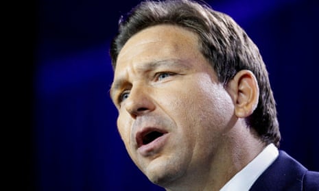 Republican Florida Governor Ron DeSantis speaks during his 2022 U.S. midterm elections night party in Tampa, Florida.