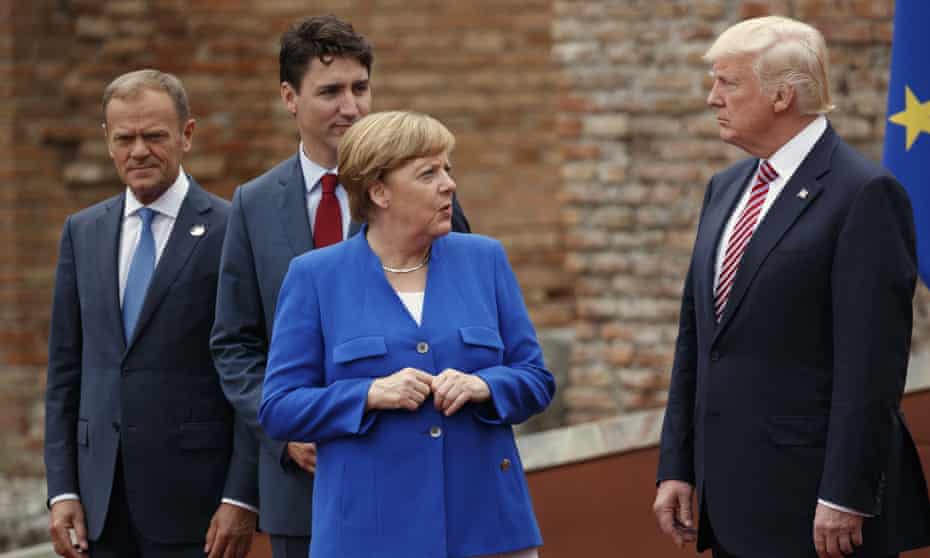 From left: Donald Tusk, Justin Trudeau, Angela Merkel and Donald Trump at the G7 summit in May
