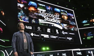 Phil Spencer, Head of Gaming at Microsoft, onstage at the Xbox E3 2018 Briefing