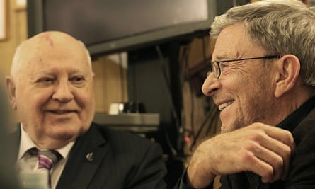 Stephen Cohen, right, with Mikhail Gorbachev. ‘He loved Russia, the Russian intelligentsia and believed in our country’s future,’ the former Soviet president said as part of a tribute to Cohen.