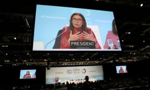 Carolina Schmidt, COP25 president and Chile’s minister of environment, speaks in Madrid.