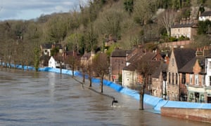 Temporary flood barriers at Ironbridge