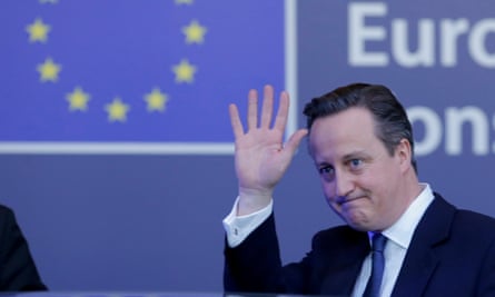 David Cameron leaves EU headquarters in Brussels, February 2016.