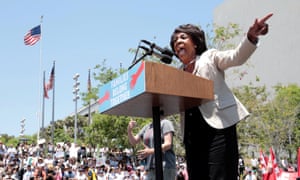 Maxine Waters at a protest against the Trump administration’s immigration policy last month.