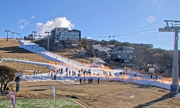 Snow coverage at Mt Buller on the first day of the 2024 season.