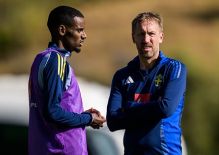 Alexander Isak and Sweden caput coach Graham Potter