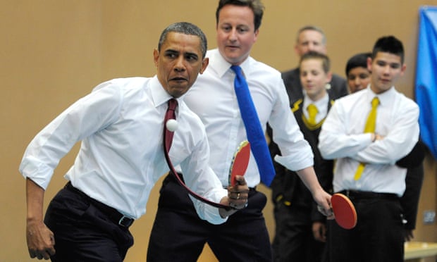 President Barack Obama and David Cameron at Ark Globe Academy in south London, 2011.