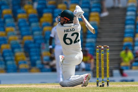 Travis Head hits out during this innings of 61.