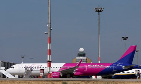 Wizz Air aircraft at Ferenc Liszt International Airport in Budapest.