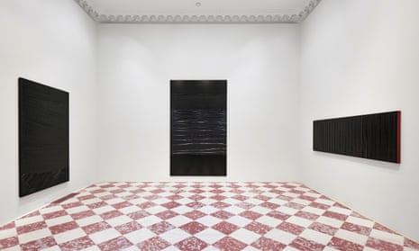 An installation shot of Pierre Soulages at Lévy Gorvy Dayan.