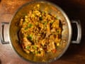 Meera Sodha’s turkey curry is ‘more interesting than your traditional bubble and squeak’.
