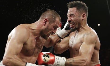 Sergey Kovalev, left, and Andre Ward during their rematch in Las Vegas.