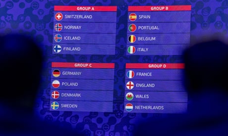 The draw for the group stage of Euro 2025 is displayed in Lausanne