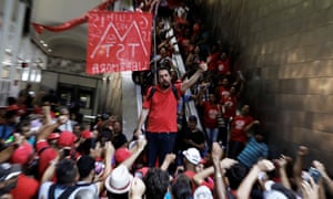 Boulos, president of the Homeless Workers’ Movement (MTST), speaks after occupying the housing department in São Paulo on 6 December 2017.