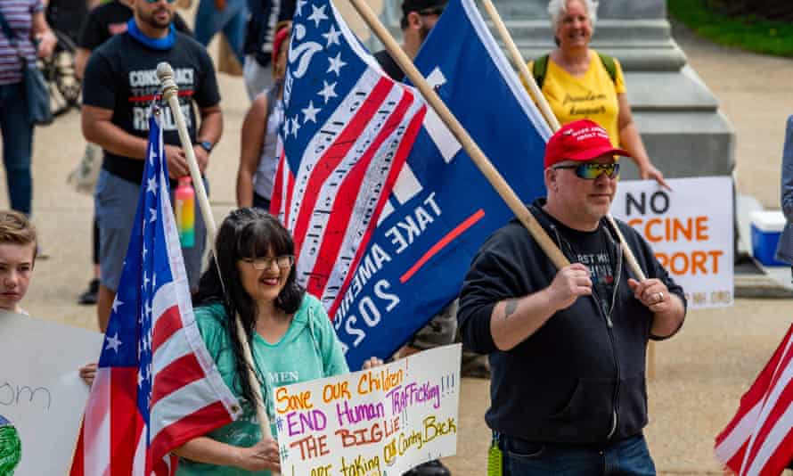 Trump supporters gathered at the World Wide Rally for Freedom, an anti-mask and anti-vaccine rally in New Hampshire on 15 May 2021.
