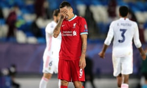 Real Madrid v Liverpool - UEFA Champions League - Quarter Final - First Leg - Alfredo Di Stefano Stadium<br>Liverpool's Roberto Firmino appears dejected after the final whistle during the UEFA Champions League match at the Alfredo Di Stefano Stadium, Madrid. Picture date: Tuesday April 6, 2021. PA Photo. See PA story SOCCER Liverpool. Photo credit should read: Isabel Infantes/PA Wire. RESTRICTIONS: Editorial use only, no commercial use without prior consent from rights holder.