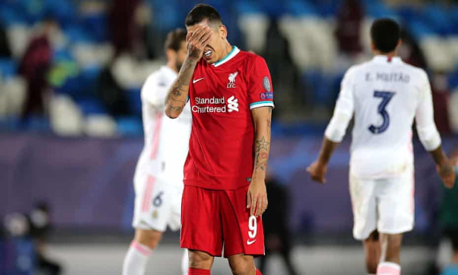 Roberto Firmino, who did not start against Real Madrid, contemplates Liverpool’s defeat in midweek.