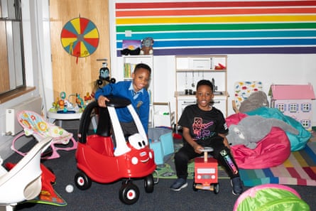 Stephan and Abdul enjoy the playroom at Refuweegee