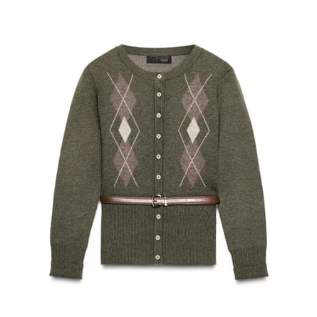 Zara DIAMOND KNIT CARDIGAN WITH BELT