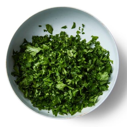 Felicity Cloake’s garlic bread –chopped parsley