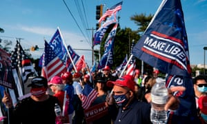 Supporters of Donald Trump outside the hospital where the president is being treated for Covid-19.