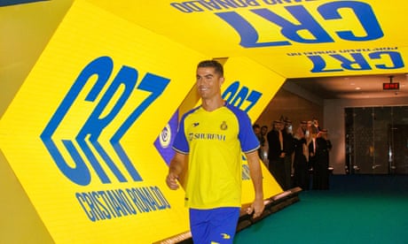 Cristiano Ronaldo pictured during his unveiling by Al Nassr on 3 January.