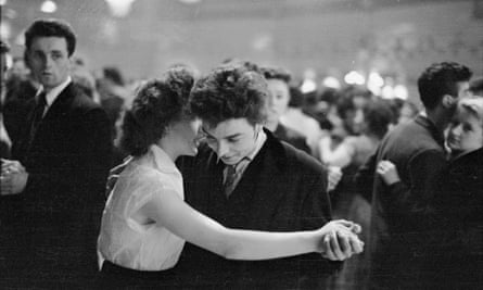 a teddy boy and girl in the Mecca Dance Hall in Tottenham, London, in 1954.
