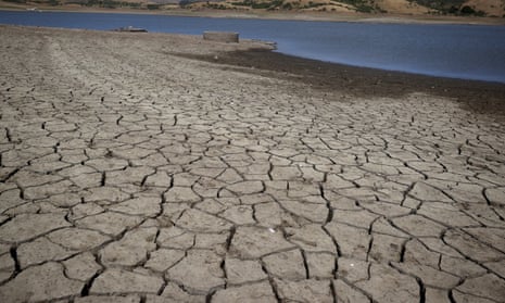 Dry earth at Nicasio Reservoir in Marin county, north of Silicon Valley. Drought conditions are intensifying across California.