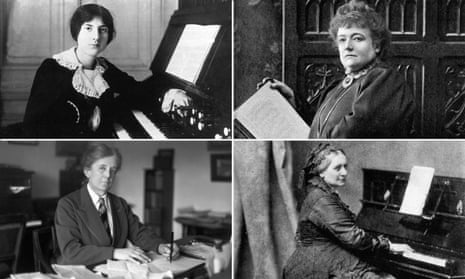 clockwise from top left, Lili Boulanger, Augusta Holmès, Clara Schumann and Ethel Smyth.