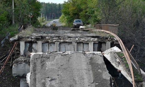 A view of a destroyed bridge not far from of Balakliya.
