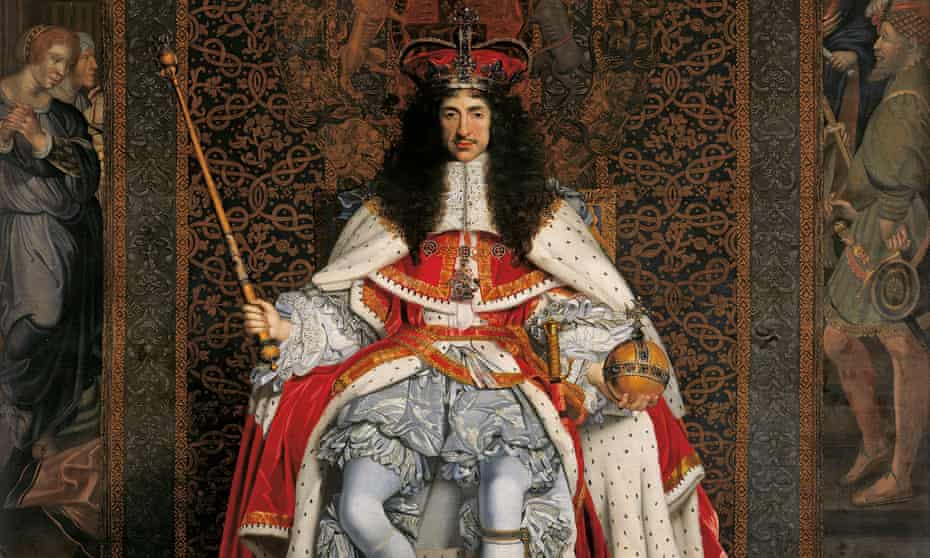 Andrew Taylor’s The King’s Evil is set in Restoration London. Detail of a portrait of Charles II by John Michael Wright.