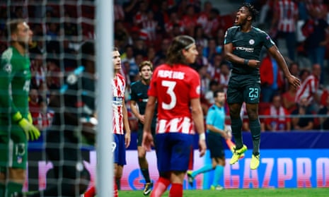 Michy Batshuayi of Chelsea celebrates after scoring his sides second goal.