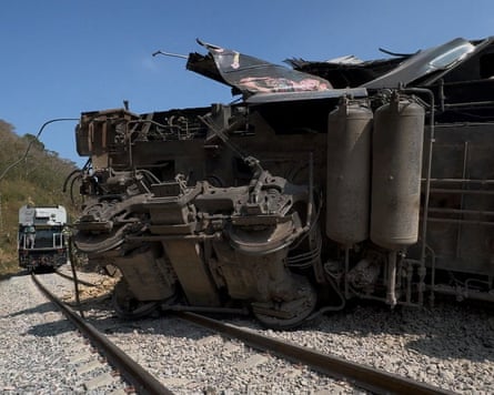 part of a derailed train