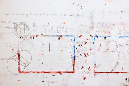 Kapoor’s sketches, illustrations and notes in his painting studio
