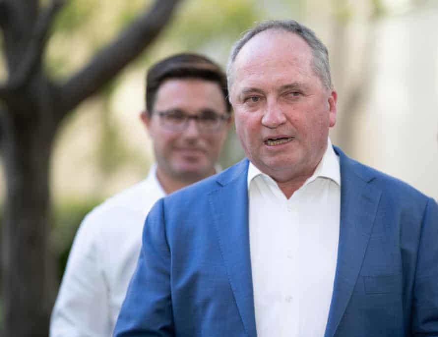 David Littleproud (left) and Barnaby Joyce are battling for the leadership of the Nationals party.