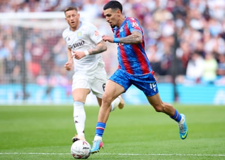 Daniel Munoz of Crystal Palace in action against Aston Villa.