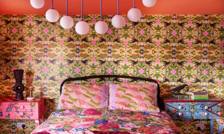 A mix of styles, patterns and colours, including wallpaper by Clarke and Clarke.