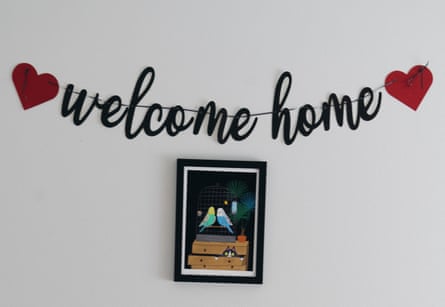 A welcome home banner made by Elena Albokhari whose husband Ali is in prison