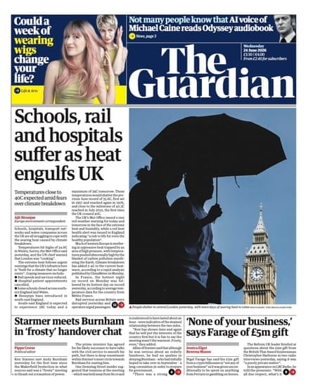 Front page of the Guardian 24 June 2026