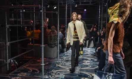 Models on the Prada runway