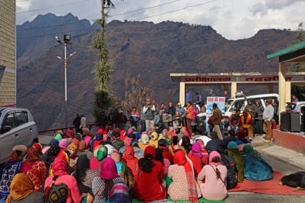 Residents protest against NTPC, the government’s largest power producer, after cracks developed inside their houses in Joshimath.