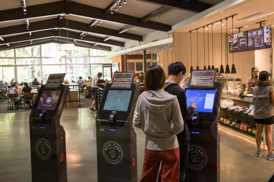 Inside Basecamp Eatery at Yosemite, which has new hi-tech touch screens.